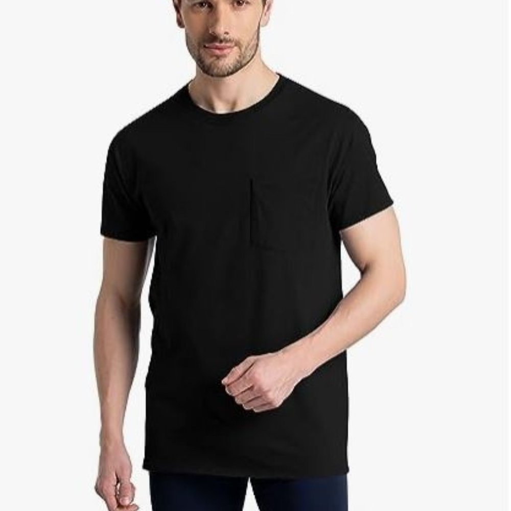 Fruit of the Loom Men's Eversoft Cotton Short Sleeve Pocket T, 6 Pack